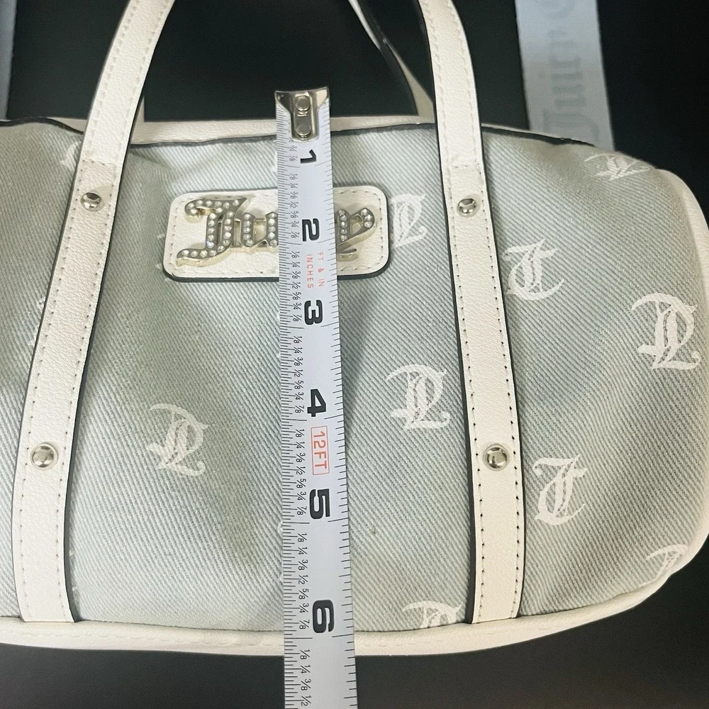 Juicy Couture Denim Logo Queen Of Everything Mini Barrel Bag Crossbody Strap